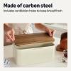 imageAmazon Basics Carbon Steel Bread Box with Acacia Wood Lid Lid Doubles as Cutting Board 119 x 71 x 52 in