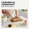 imageAmazon Basics Carbon Steel Bread Box with Acacia Wood Lid Lid Doubles as Cutting Board 119 x 71 x 52 in