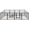 imageAmazon Basics Dog Playpen 16 Panels Metal Fence with Door Foldable for Indoor and Outdoor Use Suitable for Small to Medium Sized Dogs 30 Inch Height BlackBlack