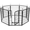 imageAmazon Basics Dog Playpen 16 Panels Metal Fence with Door Foldable for Indoor and Outdoor Use Suitable for Small to Medium Sized Dogs 30 Inch Height BlackBlack