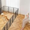 imageAmazon Basics Dog Playpen 16 Panels Metal Fence with Door Foldable for Indoor and Outdoor Use Suitable for Small to Medium Sized Dogs 48 Inch Height BlackBlack