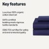 imageAmazon Basics Organic Cotton Sheet Set with 1Piece Pillowcase White Twin XLNavy