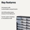 imageAmazon Basics Storage Cabinet 24Drawer Plastic Organizer with Dividers for OfficeCraftTools Wall Mountable 63 x 213 x 158 inch Black
