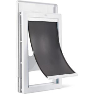 imageAmazon Basics Adjustable Plastic Dog and Cat Door with 4 Way Lock Small 75 x 74 x 224 WhiteLarge