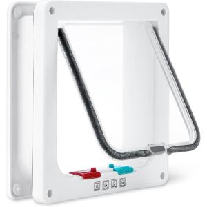 imageAmazon Basics Adjustable Plastic Dog and Cat Door with 4 Way Lock Small 75 x 74 x 224 WhiteSmall