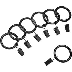 imageAmazon Basics Curtain Rod Clip Rings for 1quot Rod Set of 7 BlackBlack