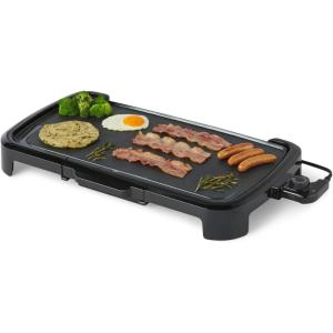 imageAmazon Basics Electric Griddle with Nonstick Ceramic Coating Flat Grill for Pancake 10 x 20 inches Black