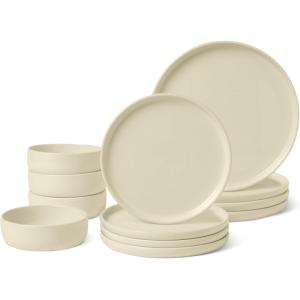 imageAmazon Basics Glazed Stoneware Coffee Mugs Ceramic 4Piece Set 16 oz Microwave and DishwasherSafe IvoryIvory