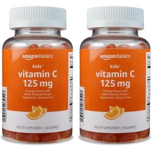 imageAmazon Basics Kids Vitamin C 125mg Gummies Orange 60 Count Immune Health 2 Month Supply Previously Solimo60 Count Pack of 2