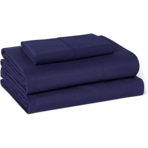 imageAmazon Basics Organic Cotton Sheet Set with 1Piece Pillowcase White Twin XLNavy