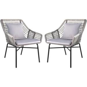imageAmazon Basics Outdoor All Weather Rope Club Chair with Steel Frame and Cushions 2 Pack 2756 x 2913 x 3386 inches GreyGrey