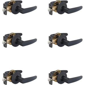 imageAmazon Basics Straight Door Lever Passage Matte Black 6Pack