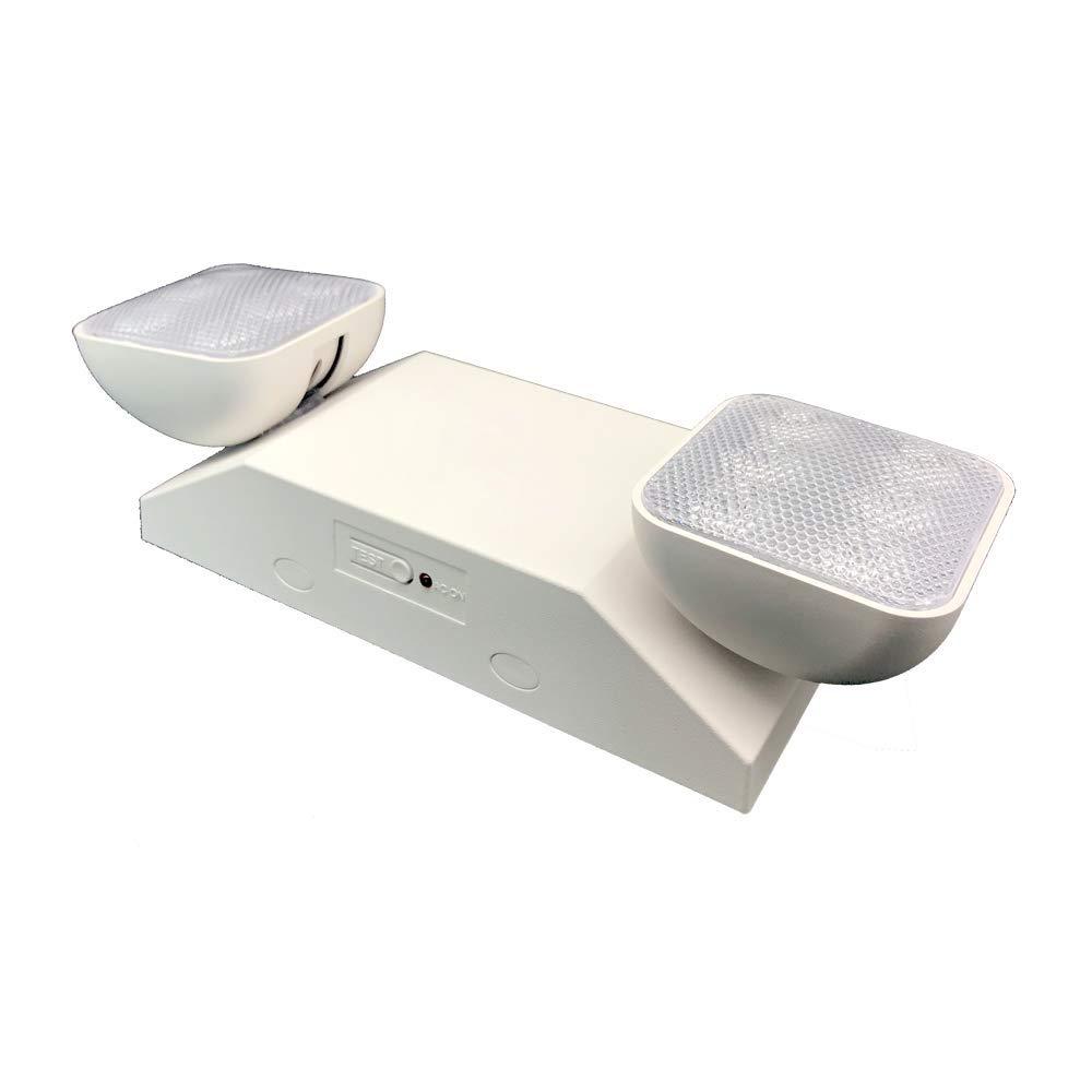 imageAmazon Basics LED Emergency Light UL Certified 6Pack Adjustable Two Heads Wall Mount White with Battery Backup NickelWhite