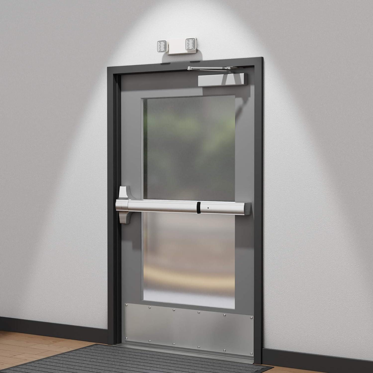 imageAmazon Basics LED Emergency Light UL Certified 6Pack Adjustable Two Heads Wall Mount White with Battery Backup NickelWhite