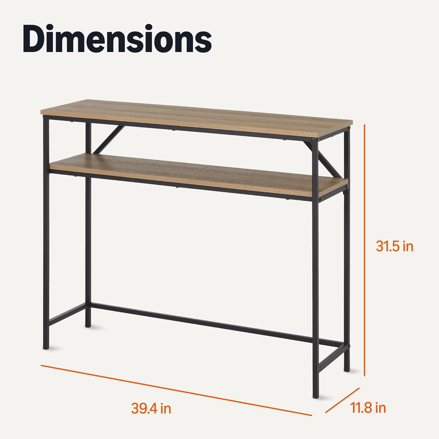 imageAmazon Basics Rectangular Coffee Table with Bottom Shelf Living Room Center Table Wooden 199quot D x 315quot W x 165quot HOak