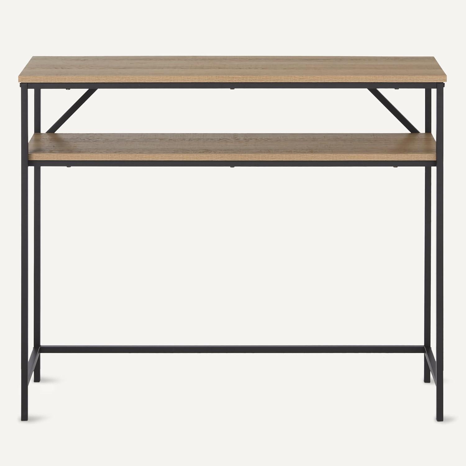 imageAmazon Basics Rectangular Coffee Table with Bottom Shelf Living Room Center Table Wooden 199quot D x 315quot W x 165quot HOak