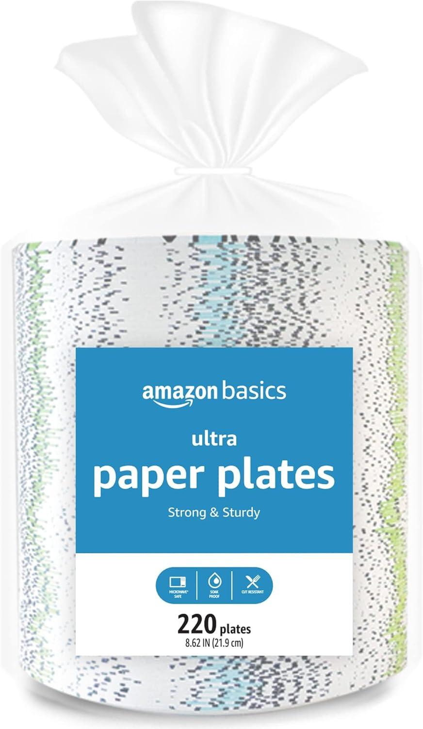imageAmazon Basics Ultra Paper Plates 10 Inch Disposable 44 Count862 Inch