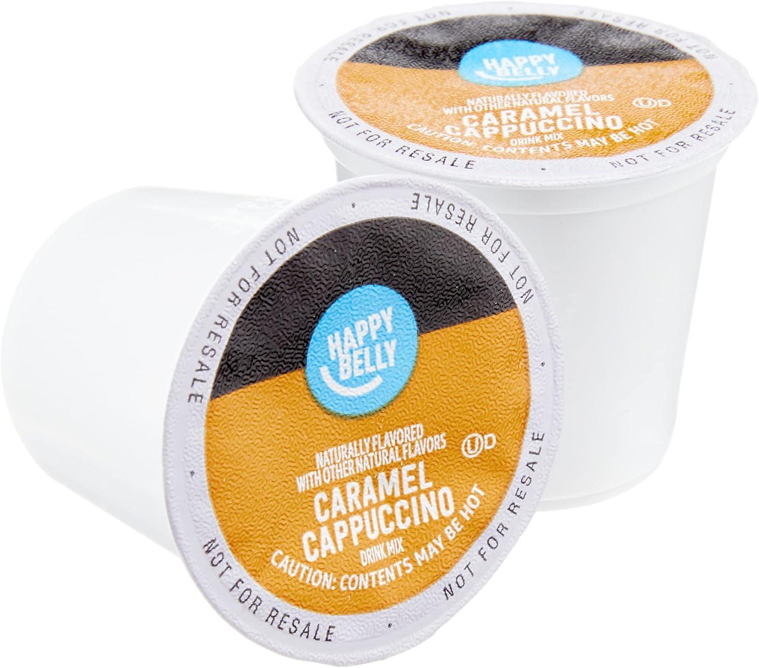 imageAmazon Brand  Happy Belly Cappuccino Coffee Pods Light Roast Compatible with 20 KCup Brewers French Vanilla Flavored 24 Count 15 pound Pack of 1Caramel