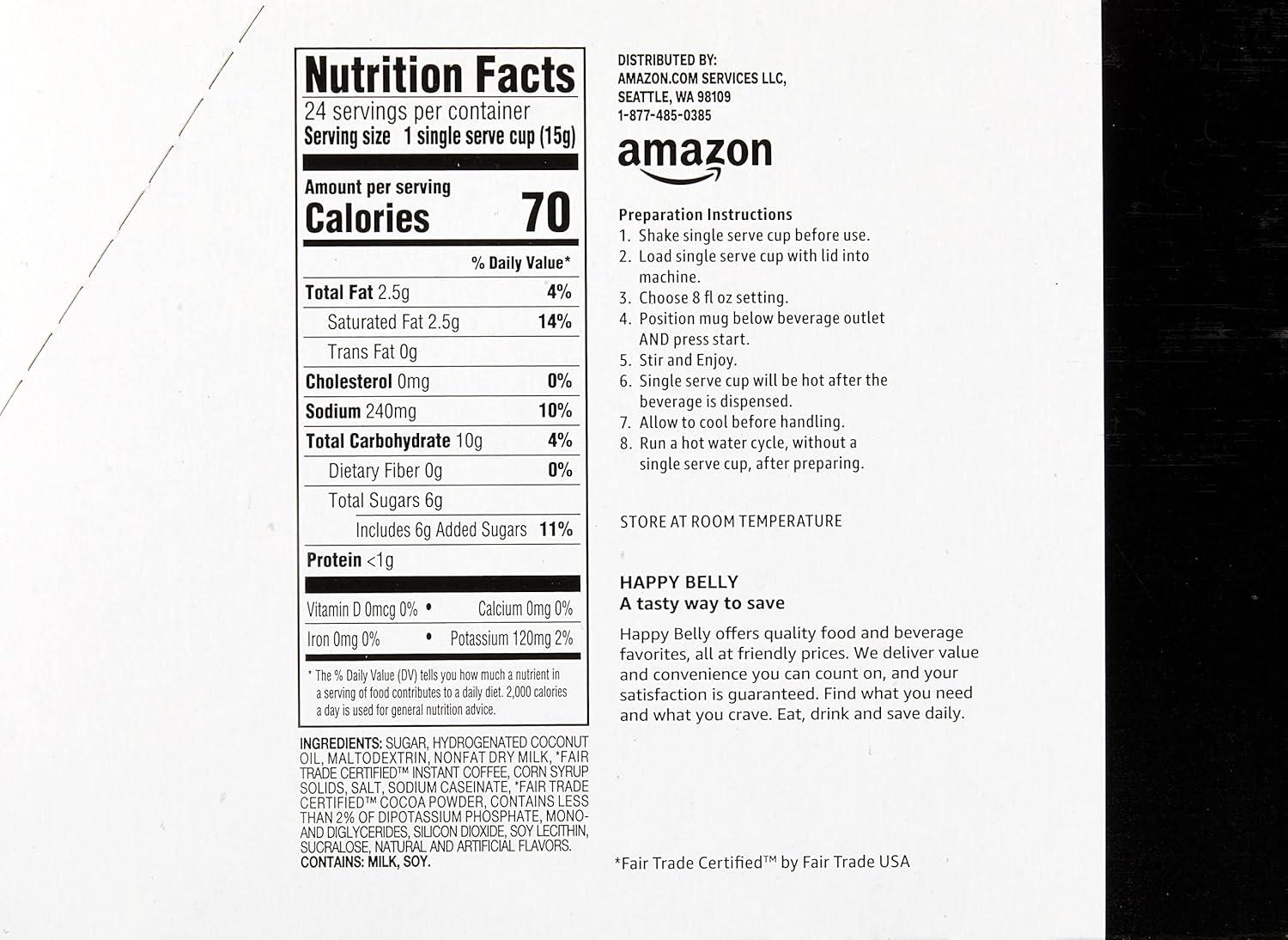 imageAmazon Brand  Happy Belly Cappuccino Coffee Pods Light Roast Compatible with 20 KCup Brewers French Vanilla Flavored 24 Count 15 pound Pack of 1French Vanilla Flavored