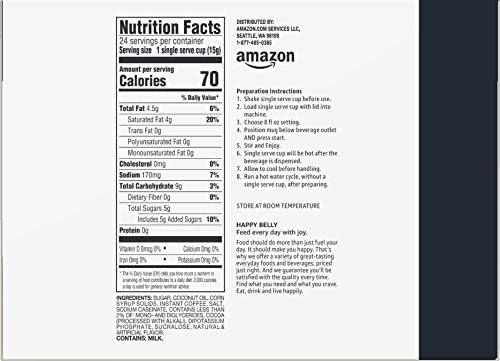 imageAmazon Brand  Happy Belly Cappuccino Coffee Pods Light Roast Compatible with 20 KCup Brewers French Vanilla Flavored 24 Count 15 pound Pack of 1French Vanilla Flavored