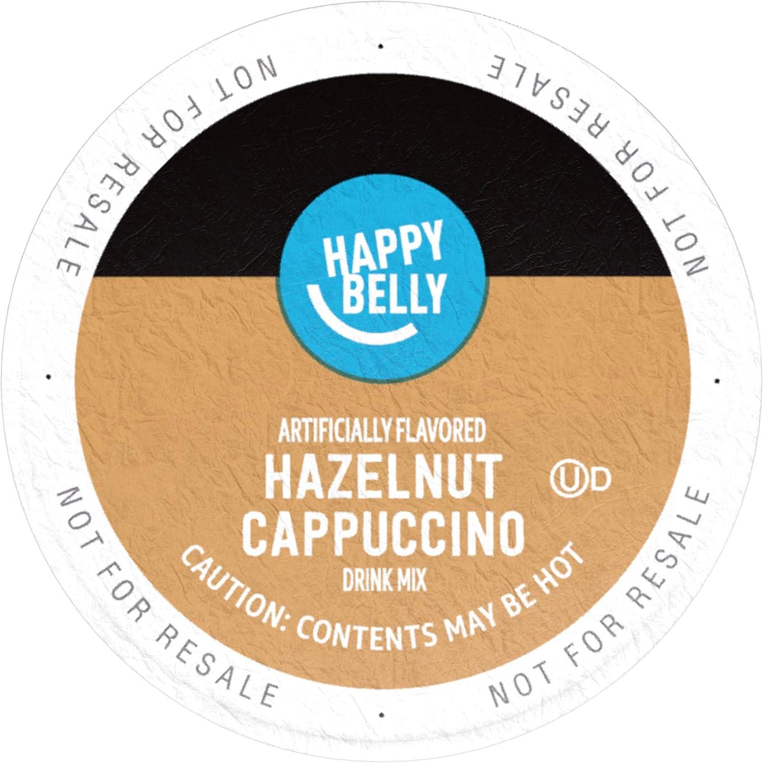 imageAmazon Brand  Happy Belly Cappuccino Coffee Pods Light Roast Compatible with 20 KCup Brewers French Vanilla Flavored 24 Count 15 pound Pack of 1Hazelnut