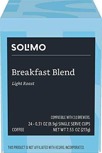 imageAmazon Brand  Solimo Medium Roast Coffee Pods Kona Blend Compatible with Keurig 20 KCup Brewers 100 CountBreakfast Blend