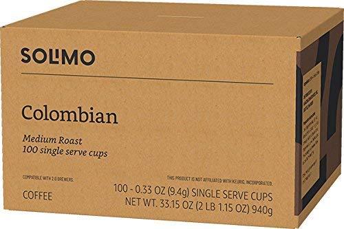imageAmazon Brand  Solimo Medium Roast Coffee Pods Kona Blend Compatible with Keurig 20 KCup Brewers 100 CountColombian