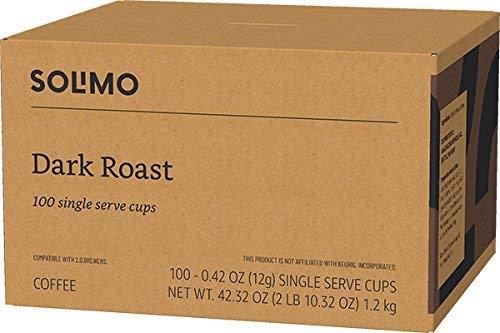 imageAmazon Brand  Solimo Medium Roast Coffee Pods Kona Blend Compatible with Keurig 20 KCup Brewers 100 CountDark Roast