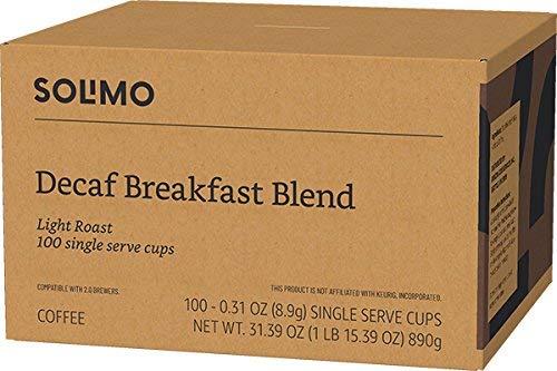 imageAmazon Brand  Solimo Medium Roast Coffee Pods Kona Blend Compatible with Keurig 20 KCup Brewers 100 CountDecaf Breakfast Blend