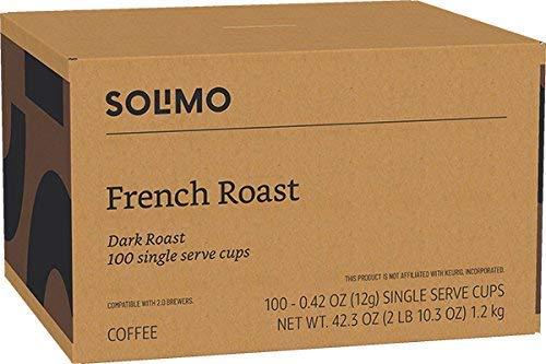 imageAmazon Brand  Solimo Medium Roast Coffee Pods Kona Blend Compatible with Keurig 20 KCup Brewers 100 CountFrench Roast