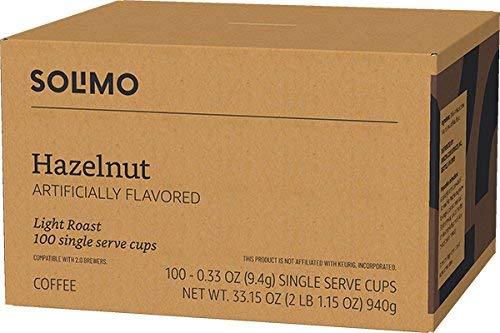 imageAmazon Brand  Solimo Medium Roast Coffee Pods Kona Blend Compatible with Keurig 20 KCup Brewers 100 CountHazelnut