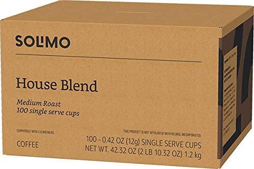 imageAmazon Brand  Solimo Medium Roast Coffee Pods Kona Blend Compatible with Keurig 20 KCup Brewers 100 CountHouse Blend