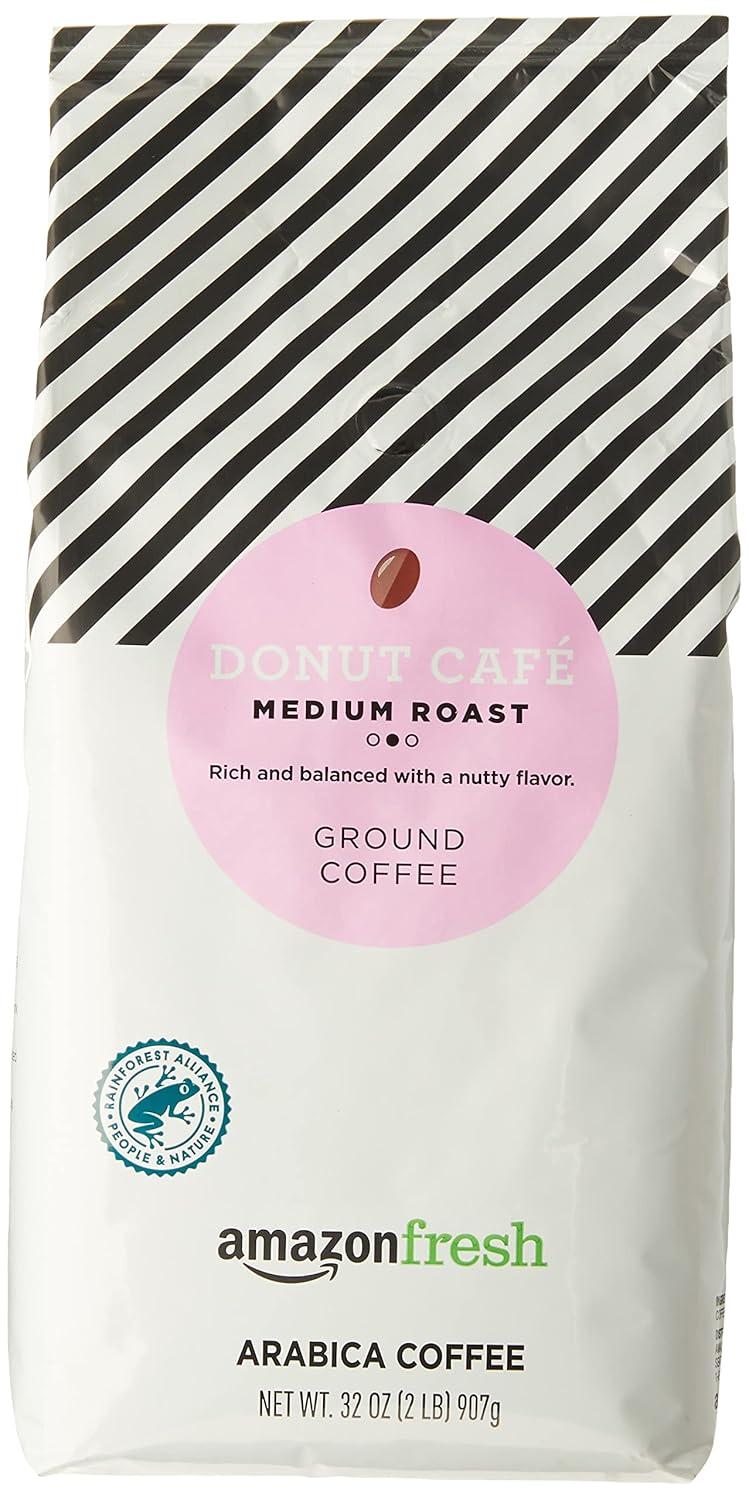 imageAmazon Fresh Colombia Ground Coffee Medium Roast 32 OzDonut Cafe  Medium Roast