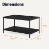 imageAmazon Basics Rectangular Coffee Table with Bottom Shelf Living Room Center Table Wooden 199quot D x 315quot W x 165quot HBlack