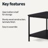 imageAmazon Basics Rectangular Coffee Table with Bottom Shelf Living Room Center Table Wooden 199quot D x 315quot W x 165quot HBlack