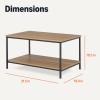imageAmazon Basics Rectangular Coffee Table with Bottom Shelf Living Room Center Table Wooden 199quot D x 315quot W x 165quot HOak