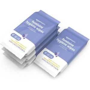 imageAmazon Basics Feminine Hygiene Wipes Alcohol Free pH Balanced Gynecologist Tested Fresh Scent 168 Count 4 Packs of 42