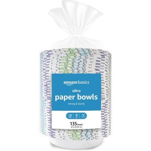 imageAmazon Basics Ultra Paper Bowls 20 Oz Disposable 540 Count 4 packs of 135 White135 Count Pack of 4