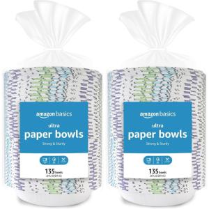 imageAmazon Basics Ultra Paper Bowls 20 Oz Disposable 540 Count 4 packs of 135 White135 Count Pack of 8