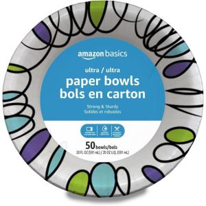imageAmazon Basics Ultra Paper Bowls 20 Oz Disposable 540 Count 4 packs of 135 White50 Count