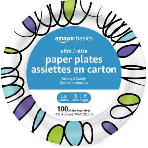 imageAmazon Basics Ultra Paper Plates 10 Inch Disposable 44 Count10 Inch