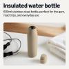 imageAmazon Basics Insulated Stainless Steel Water Bottle 20 oz BPAFree Linen GrayLinen Gray