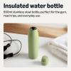 imageAmazon Basics Insulated Stainless Steel Water Bottle 20 oz BPAFree Linen GrayOlive