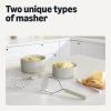 imageAmazon Basics Potato Mashers 2Piece Set Soft Grip Handle DishwasherSafe Linen Gray