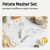 imageAmazon Basics Potato Mashers 2Piece Set Soft Grip Handle DishwasherSafe Linen Gray