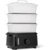 imageAmazon Basics Electric Food Steamer for Cooking Vegetables with 3Tier Design BPAFree 95 QT Black