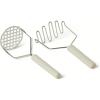 imageAmazon Basics Potato Mashers 2Piece Set Soft Grip Handle DishwasherSafe Linen Gray