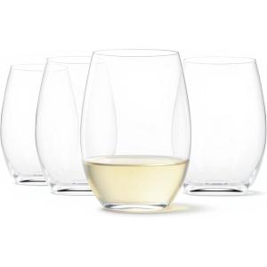 imageAmazon Basics Stemless Red Wine Glasses 4Piece Set 18 oz DishwasherSafe14 oz