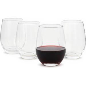 imageAmazon Basics Stemless Red Wine Glasses 4Piece Set 18 oz DishwasherSafe19 oz
