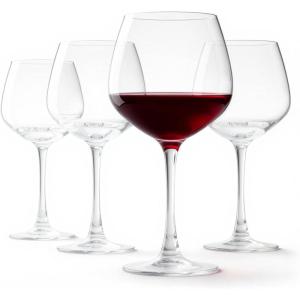 imageAmazon Basics Stemless Red Wine Glasses 4Piece Set 18 oz DishwasherSafe20 oz